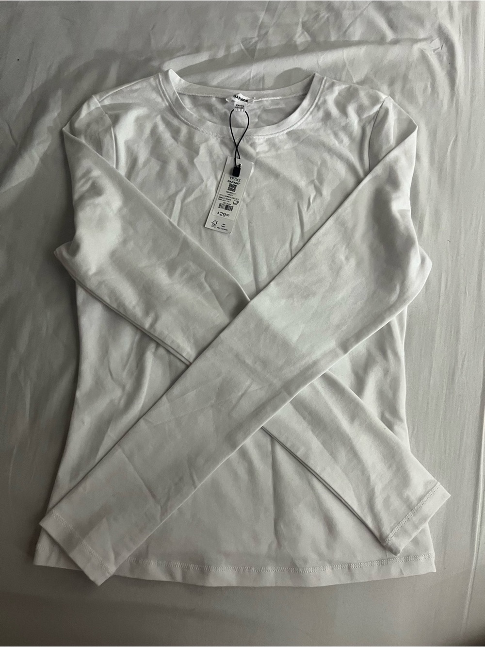 Garage White Long-Sleeve Crewneck Tee